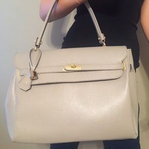TAUPE 35CM LEATHER HANDBAG